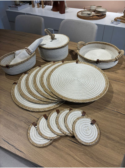 SteweHome Wicker Beige Placemats 33x33cm 15 Pieces