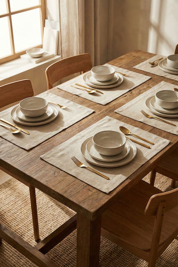 SteweHome Fabric Beige Placemats 45x35cm 6 Pieces