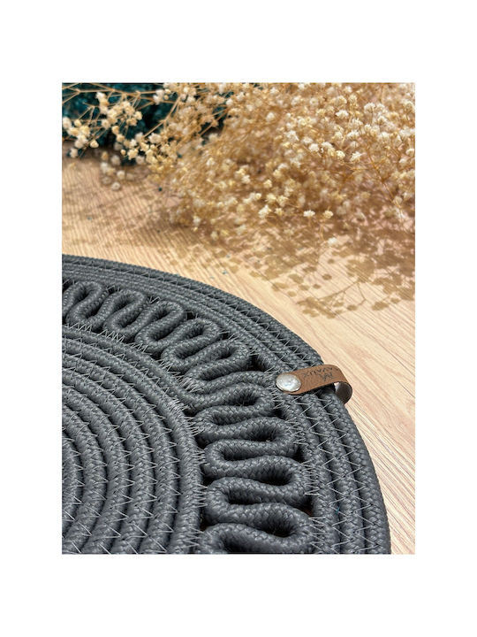 SteweHome Σουπλά Στρογγυλό Ψάθινο Γκρι 33cm 6τμχ