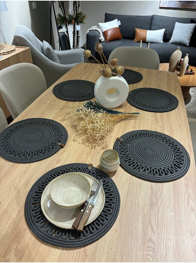 SteweHome Wicker Gray Placemats 33x33cm 6 Pieces