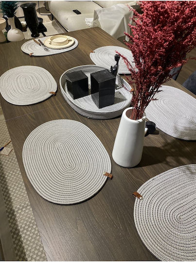 SteweHome Seturi De Masă Din Paie Gri 40x30cm 7 Bucăți