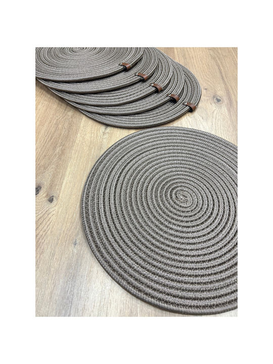 SteweHome Round Wicker Beige Placemats 33cm 6 Pieces