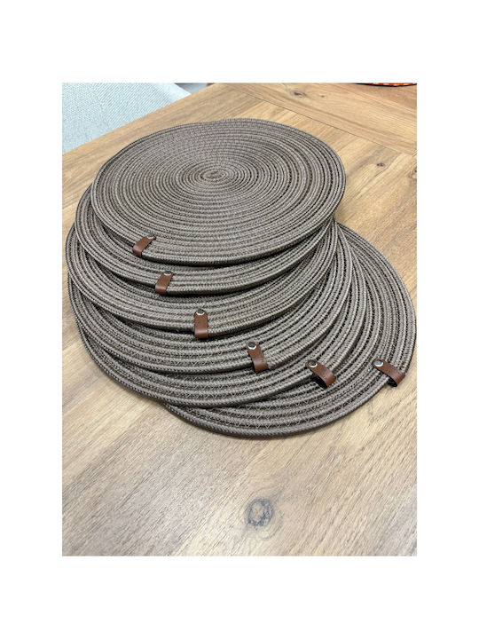 SteweHome Round Wicker Beige Placemats 33cm 6 Pieces