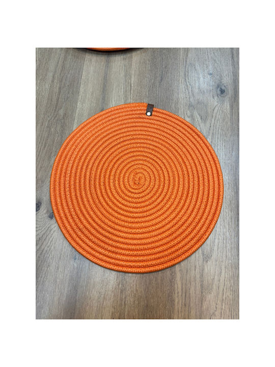 SteweHome Round Wicker Orange Placemats 33cm 6 Pieces