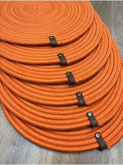 SteweHome Round Wicker Orange Placemats 33cm 6 Pieces