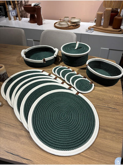 SteweHome Wicker Green Placemats 33x33cm 15 Pieces