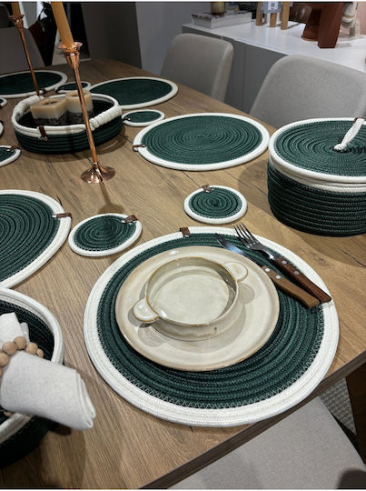 SteweHome Wicker Green Placemats 33x33cm 15 Pieces