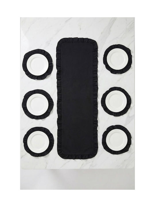 SteweHome Black Placemats 120x40cm 7 Pieces