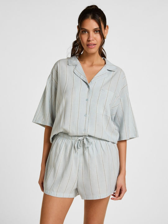 Hunkemöller Καλοκαιρινό Γυναικείο Σορτς Πιτζάμας Linen Stripe Stripe