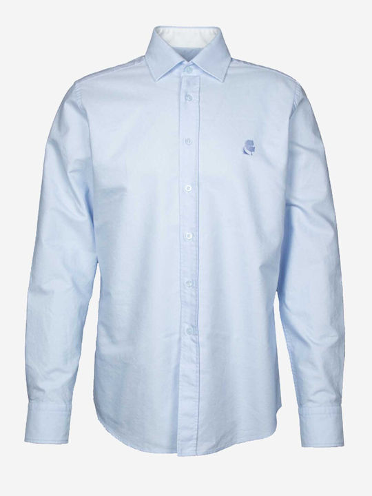 Long Sleeve Checked Shirt Light Blue