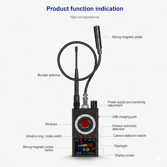 Camera, Bug & GPS Tracker Detector Kalaxio K19+