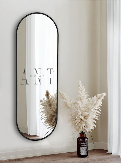SteweHome Wall Mirror Full-Length Oval with Black Wooden Frame 180x60cm