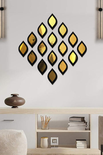 Stewehome Set of Decorative Plexiglass Mirrors Wooden Texture 13x8x4 Cm