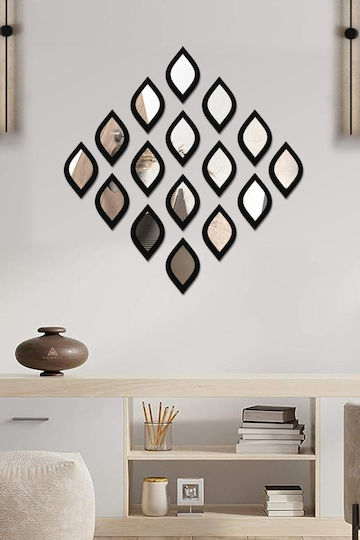 Stewehome Set Oglinzi Decorative Plexiglass Textură Lemn 13x8x4 Cm