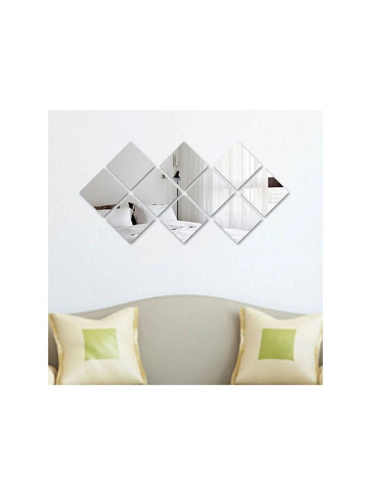 SteweHome Καθρέπτης Τοίχου με Πλαστικό Πλαίσιο 15x15cm 4τμχ