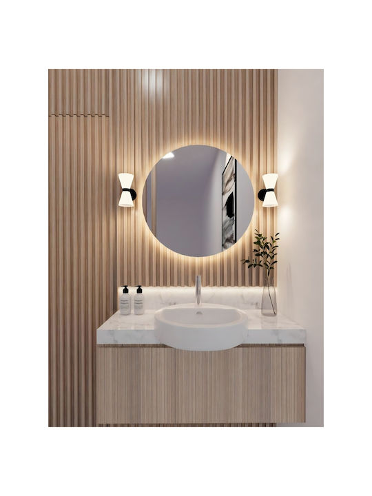 SteweHome Καθρέπτης Τοίχου με Πλαίσιο & LED Φωτισμό Διαμέτρου 67cm