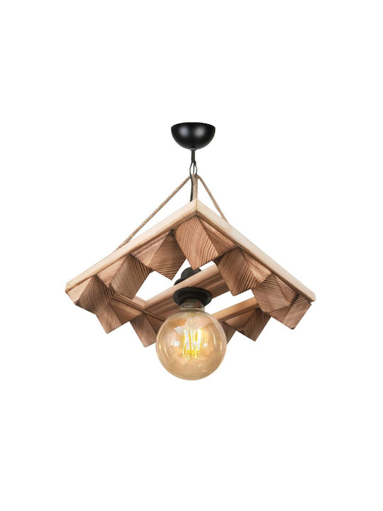 SteweHome Brown Ceiling Light with Rope for E27 Socket 26x26x35cm