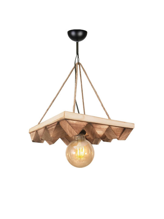 SteweHome Brown Ceiling Light with Rope for E27 Socket 26x26x35cm