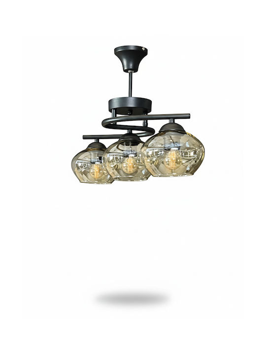 SteweHome Brown Pendant Ceiling Light with E27 Socket 30x46x20cm