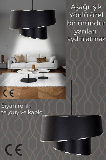 SteweHome Black Pendant Ceiling Light 35x25x35cm