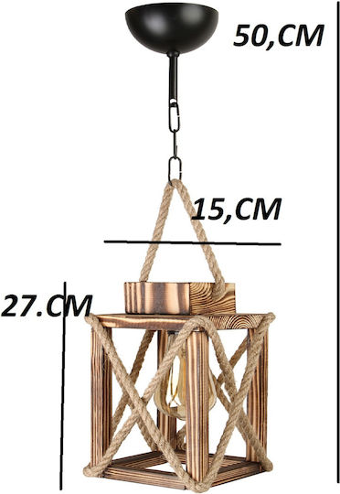 SteweHome Adjustable Brown Ceiling Light with Rope for 20 E27 Bulbs 30x60x20cm
