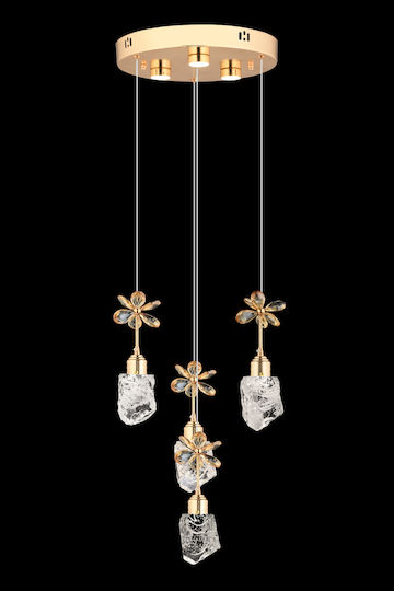 SteweHome Yellow Pendant Ceiling Light with Crystals 35x35x81cm