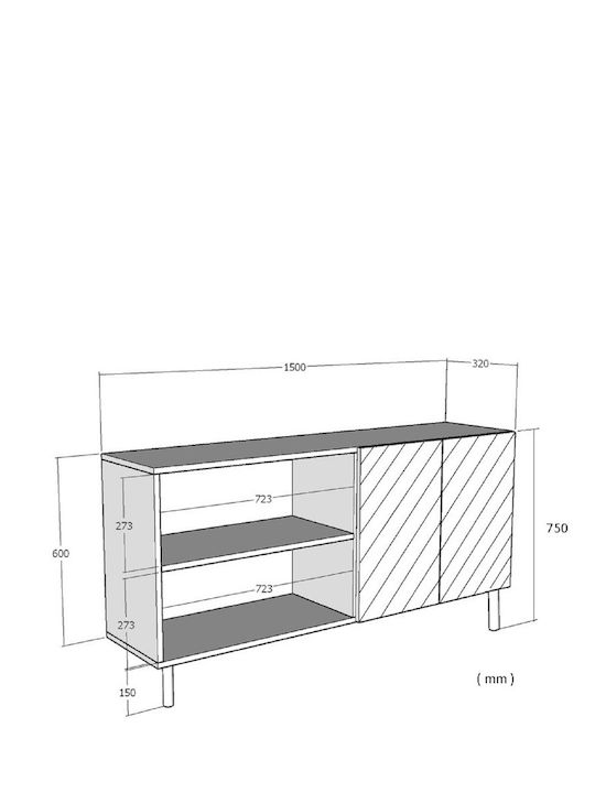 TV-Ständer Gold M150xP32xH75cm