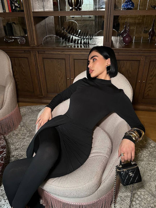 Damen Leder Jumpsuit Schwarz