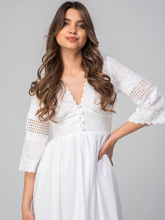 Rochie De Vară Midi Rochie-Cămașă Albă