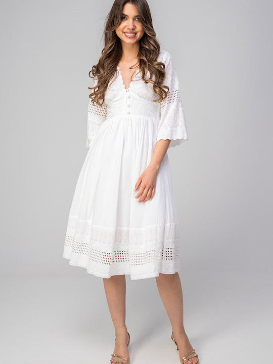 Rochie De Vară Midi Rochie-Cămașă Albă