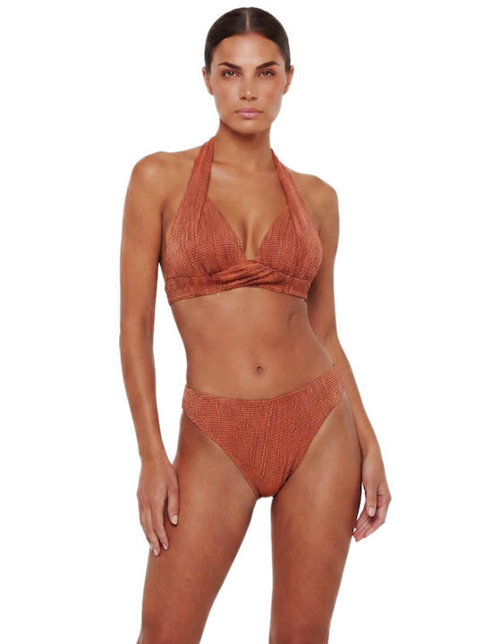 Μπικίνι Top Bikini Σουτιέν C Cup με Ενίσχυση Floral Πορτοκαλί