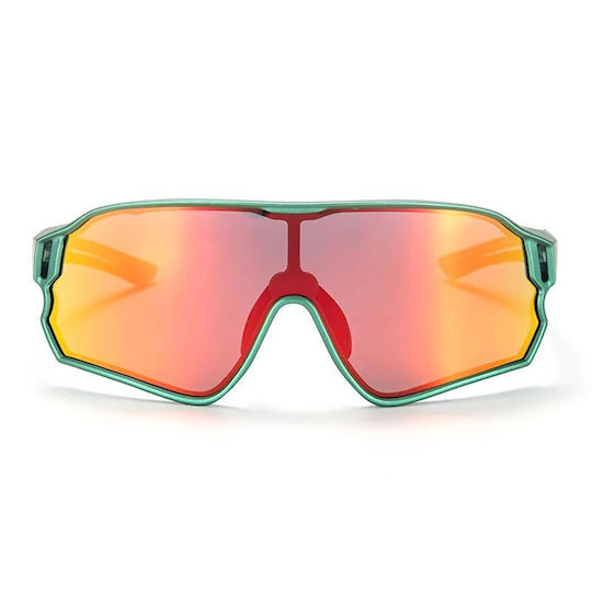 Rockbros Cycling Glasses with Green Frame and Polarized Lenses