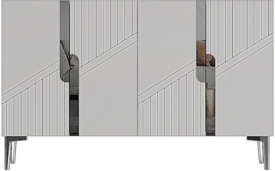 Wooden Sideboard with Mirror White 120x32x75cm
