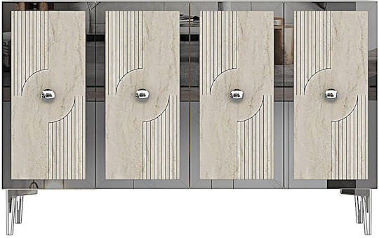Μπουφές Ξύλινος με Καθρέπτη Λευκός 120x32x75cm