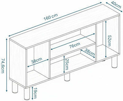 Wooden Sideboard Multicolour 160x40x73cm