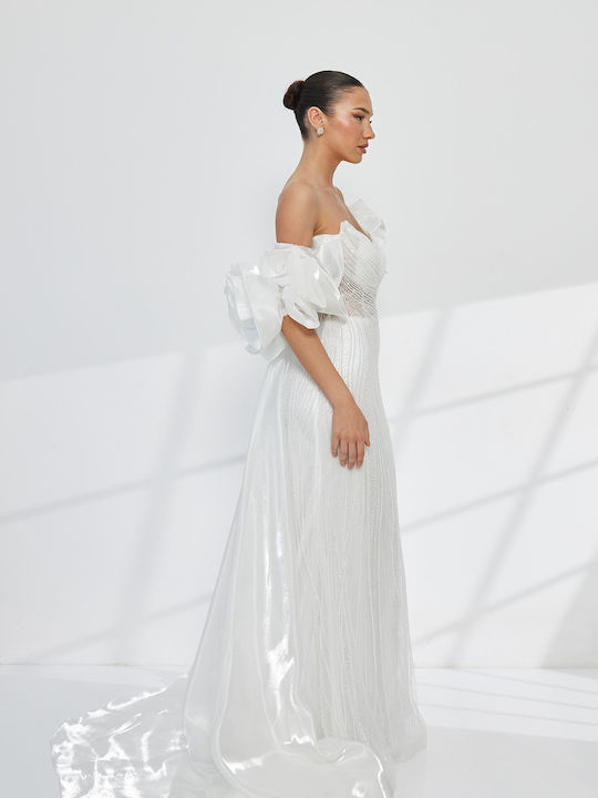 Maxi Wedding Dress Off-Shoulder White