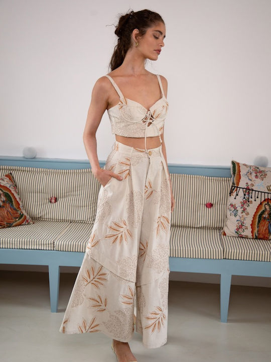 Women's Corset Top with Spaghetti Straps Beige