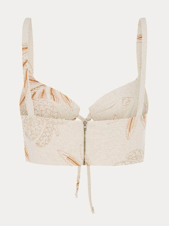 Women's Corset Top with Spaghetti Straps Beige