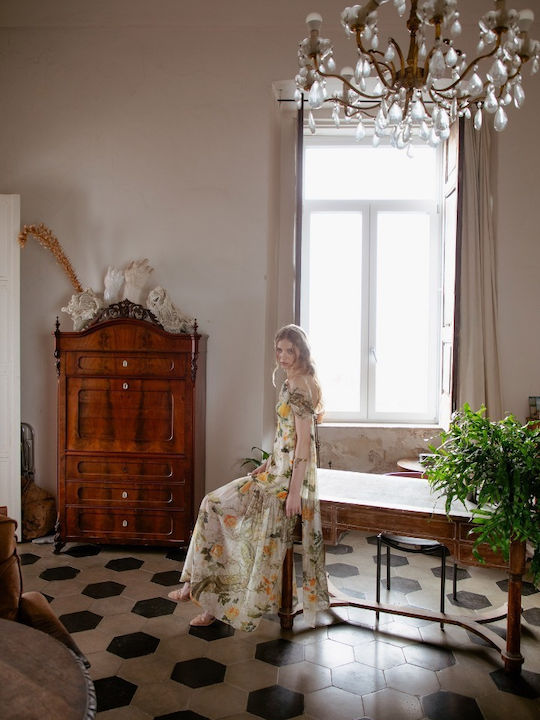 Sommer Maxi Abendkleid Mit Blumenmuster