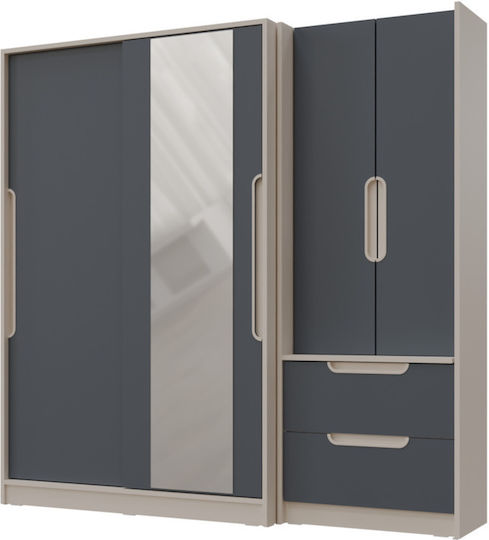 SteweHome Flurmöbel & Aufbewahrung mit Spiegel Kremástra & Kleiderschrank Beige 190x43x185cm