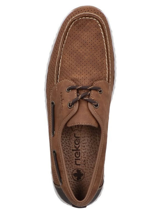 Leather Men's Moccasins In Tabac Brown Colour
