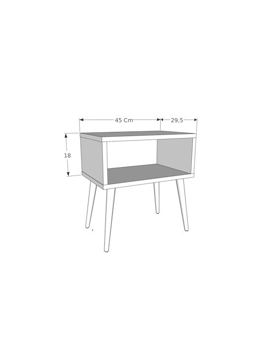 Nachttisch Holz Weiß 45x29x60cm