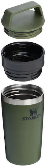 Stanley Cafe-to-go Becher mit Griff Thermosflasche Rostfreier Stahl BPA Frei 230ml Dried Pine mit Stroh und Handgriff