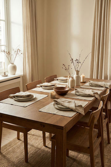 SteweHome Fabric Beige Placemats 45x35cm 12 Pieces