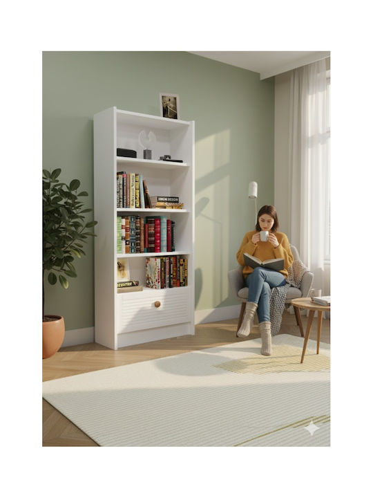 Bibliotecă Albă 65x22x150 cm