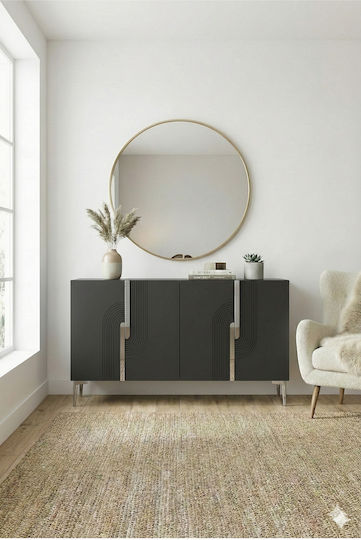 Wooden Sideboard Gray 120x32x75cm