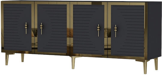 Wooden Sideboard with Mirror Gray 180x32x75cm