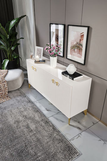 Sideboard Holz Ecru 160x40x84cm