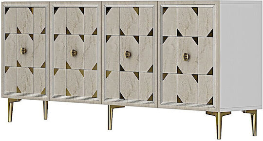 Μπουφές Ξύλινος με Καθρέπτη Λευκός 150x32x75cm