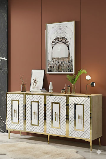 SteweHome Sideboard Holz 150x32x75cm Gold